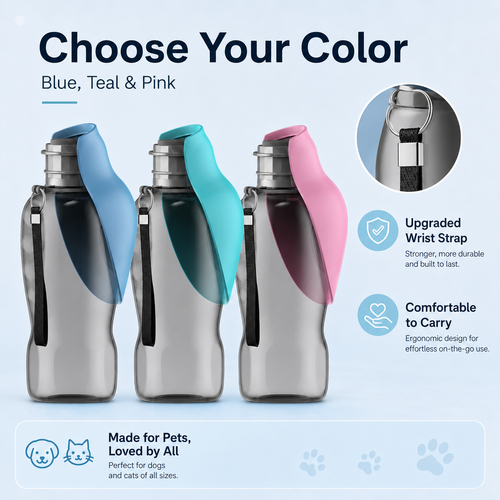 800ml Portable Pet Water Bottle for Dogs & Cats