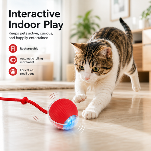 Rechargeable Interactive Cat Ball with Tail